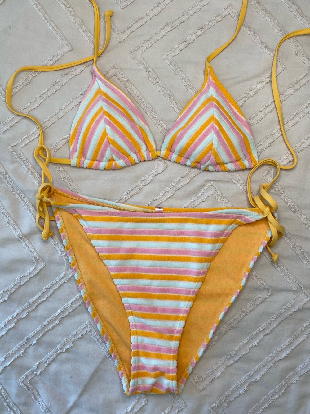 Ardene Striped Orange & Pink Two-Piece Bikini Swim Set